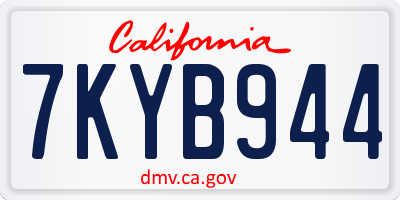 CA license plate 7KYB944