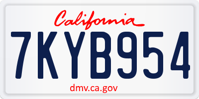 CA license plate 7KYB954