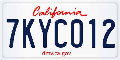 CA license plate 7KYC012