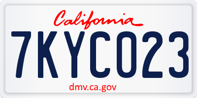 CA license plate 7KYC023