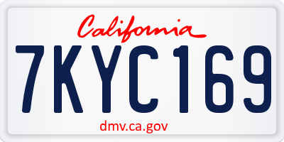 CA license plate 7KYC169