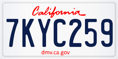 CA license plate 7KYC259