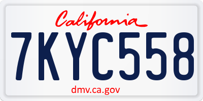 CA license plate 7KYC558