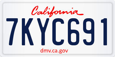 CA license plate 7KYC691