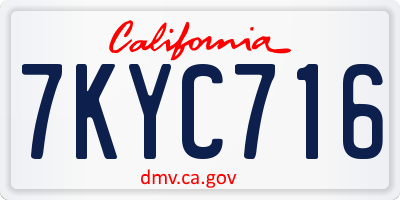 CA license plate 7KYC716