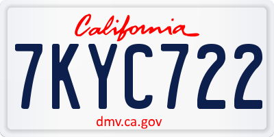 CA license plate 7KYC722