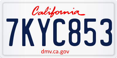 CA license plate 7KYC853
