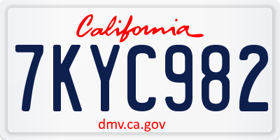 CA license plate 7KYC982