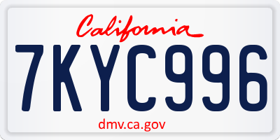 CA license plate 7KYC996
