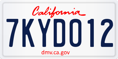 CA license plate 7KYD012