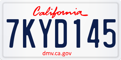 CA license plate 7KYD145