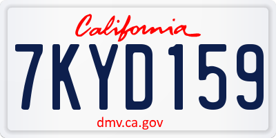 CA license plate 7KYD159