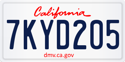 CA license plate 7KYD205