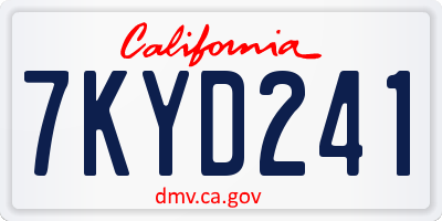 CA license plate 7KYD241