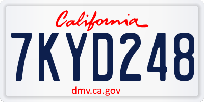 CA license plate 7KYD248