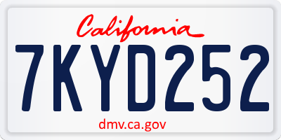 CA license plate 7KYD252