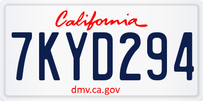 CA license plate 7KYD294