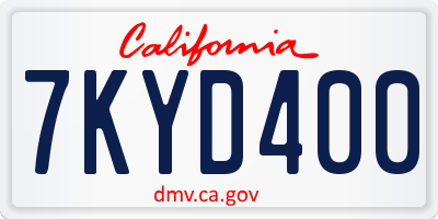 CA license plate 7KYD400