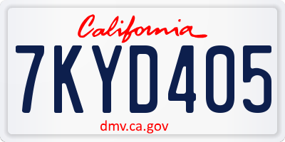 CA license plate 7KYD405