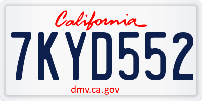 CA license plate 7KYD552