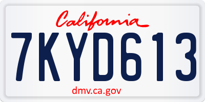 CA license plate 7KYD613