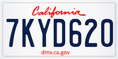 CA license plate 7KYD620