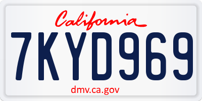 CA license plate 7KYD969