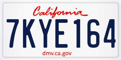 CA license plate 7KYE164