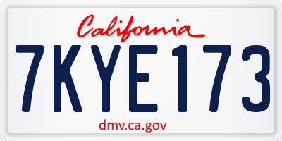 CA license plate 7KYE173