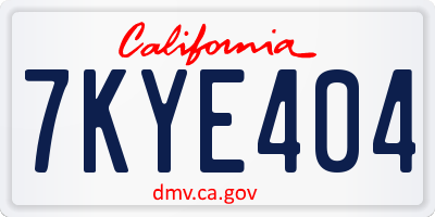 CA license plate 7KYE404