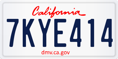 CA license plate 7KYE414