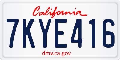 CA license plate 7KYE416