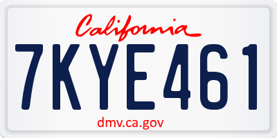 CA license plate 7KYE461