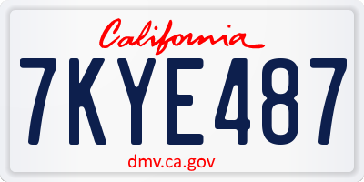 CA license plate 7KYE487