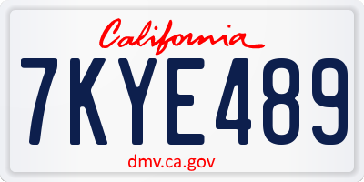 CA license plate 7KYE489