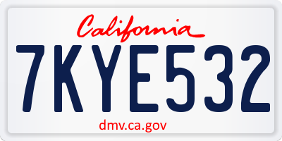CA license plate 7KYE532