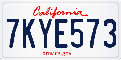CA license plate 7KYE573