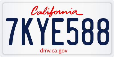 CA license plate 7KYE588