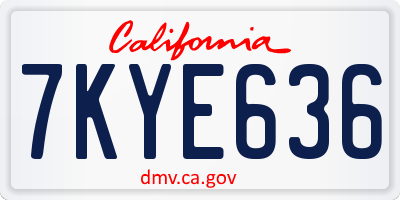 CA license plate 7KYE636