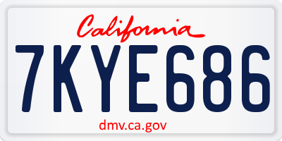 CA license plate 7KYE686