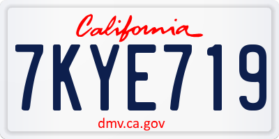 CA license plate 7KYE719