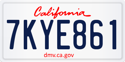 CA license plate 7KYE861
