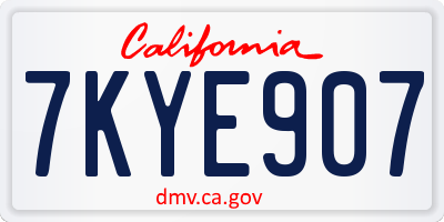 CA license plate 7KYE907