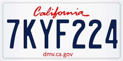 CA license plate 7KYF224
