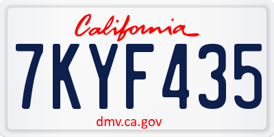 CA license plate 7KYF435