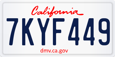 CA license plate 7KYF449