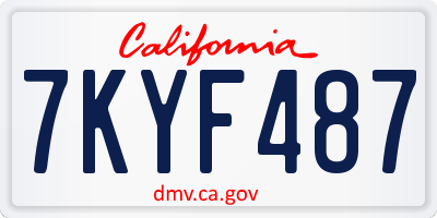 CA license plate 7KYF487