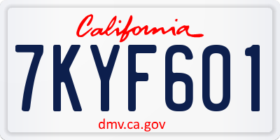 CA license plate 7KYF601