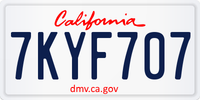 CA license plate 7KYF707