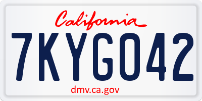 CA license plate 7KYG042